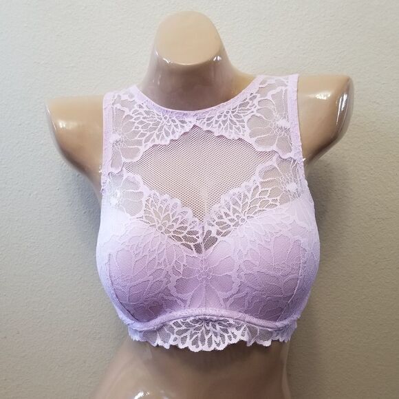SMALL PINK Victoria's Secret Purple Push Up High Neck Bralette - Picture 1 of 7